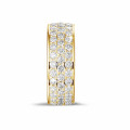 1.70 carat eternity ring (full set) in yellow gold with three rows of round diamonds