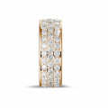 1.70 carat eternity ring (full set) in red gold with three rows of round diamonds