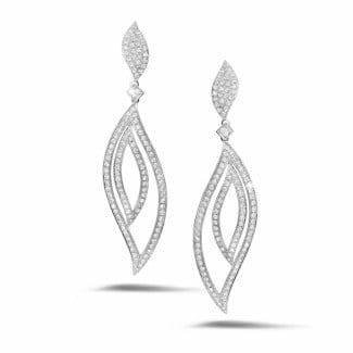 Earrings - 2.35 carat diamond leaf earrings in white gold