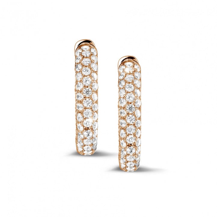 2.15 carat diamond creole earrings in red gold