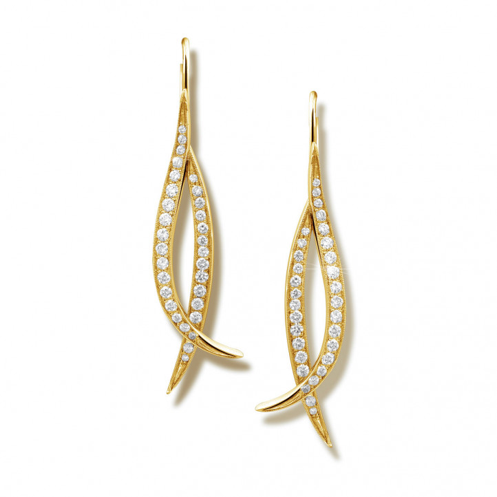 0.76 carat diamond design earrings in yellow gold