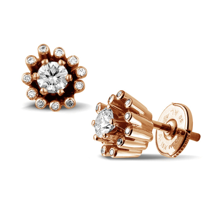 0.50 carat diamond design earrings in red gold