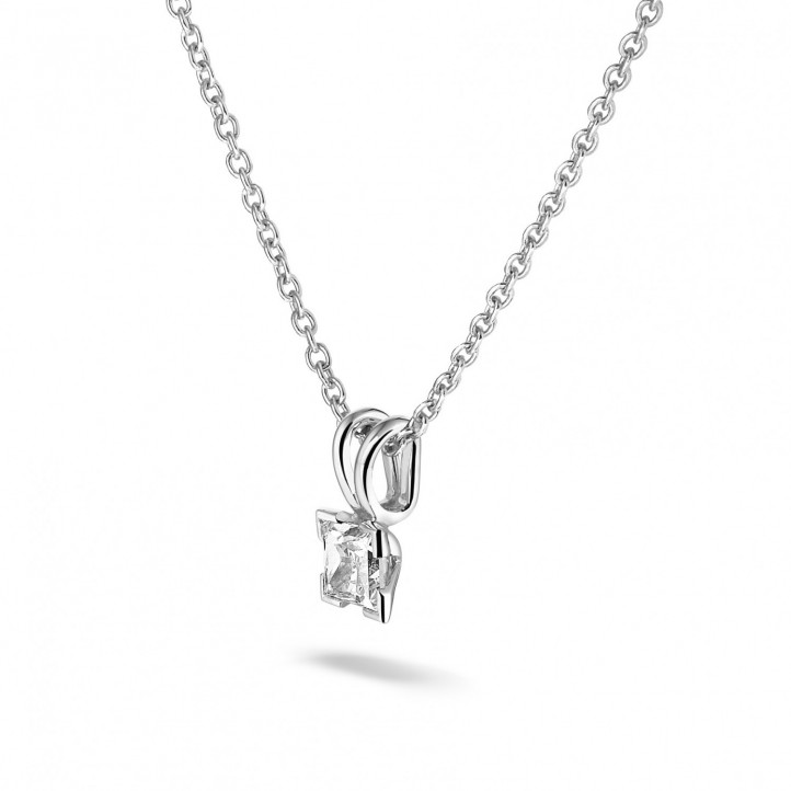 0.50 carat solitaire pendant in white gold with princess diamond