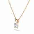 1.00 carat solitaire pendant in red gold with princess diamond
