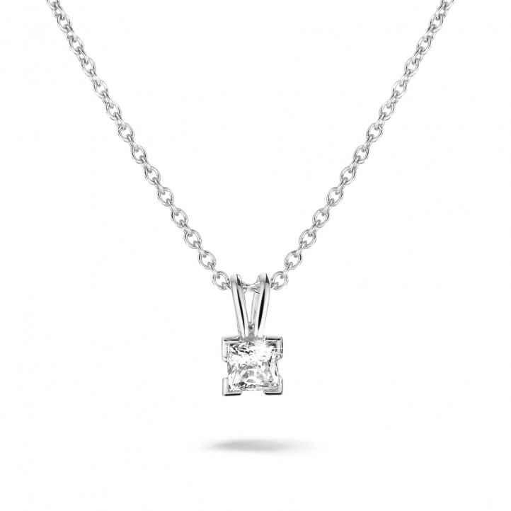 0.50 carat solitaire pendant in platinum with princess diamond