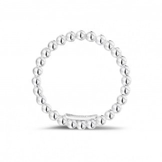 Wedding - Stackable beaded ring in white gold