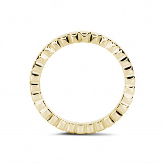 Wedding - Stackable chequered ring in yellow gold