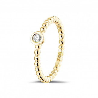Stackable Rings - 0.07 carat diamond stackable beaded ring in yellow gold