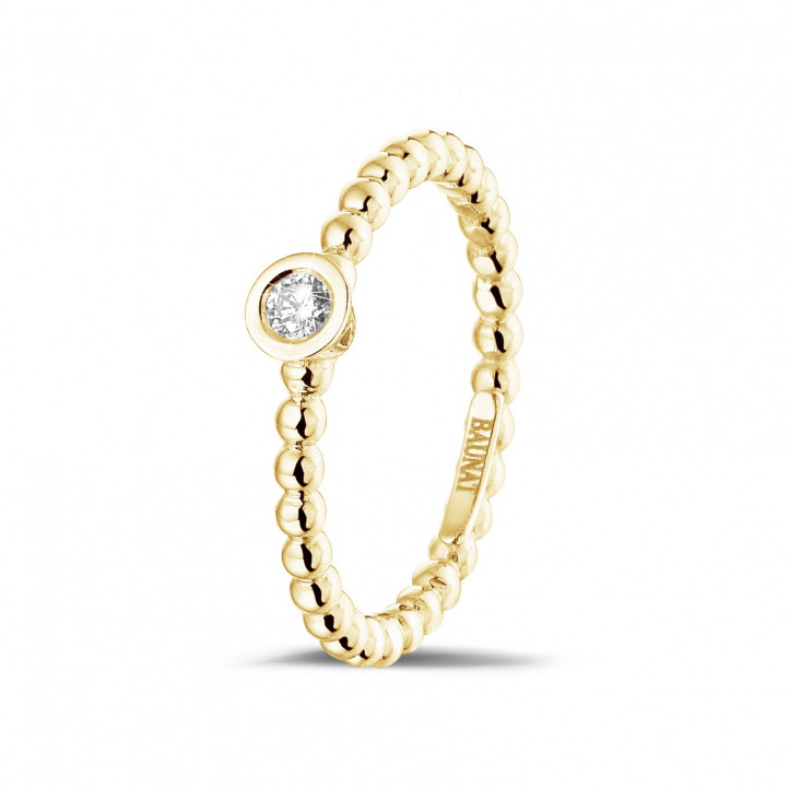 0.07 carat diamond stackable beaded ring in yellow gold