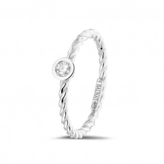 Stackable Rings - 0.07 carat diamond stackable twisted ring in white gold