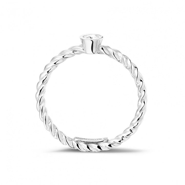 0.07 carat diamond stackable twisted ring in white gold
