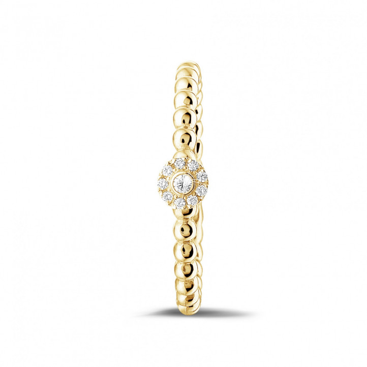 0.04 carat diamond stackable beaded ring in yellow gold