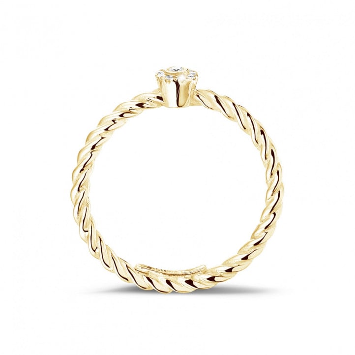 0.04 carat diamond stackable twisted ring in yellow gold