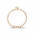 0.04 carat diamond stackable twisted ring in red gold