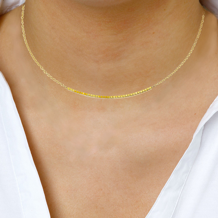 0.30 carat fine necklace in yellow gold with yellow diamonds