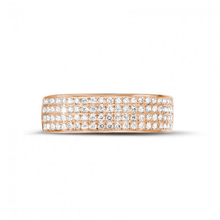 0.64 carat wide diamond eternity ring in red gold