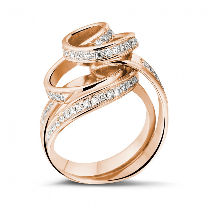 0.85 carat diamond design ring in red gold