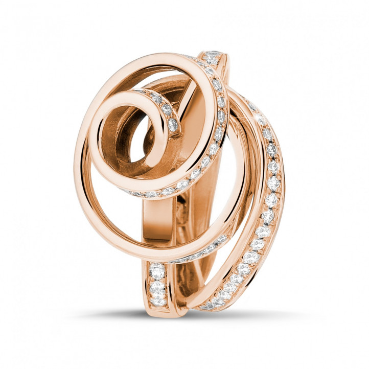 0.85 carat diamond design ring in red gold
