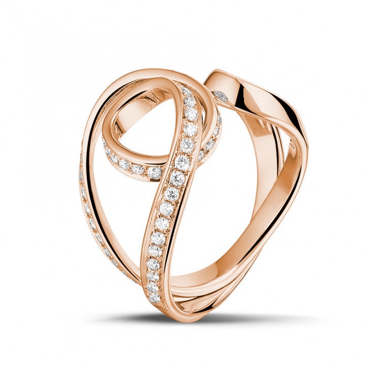 0.55 carat diamond design ring in red gold