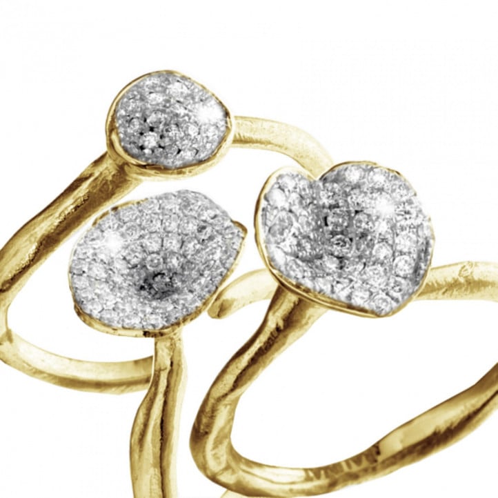Matching diamond design rings in yellow gold