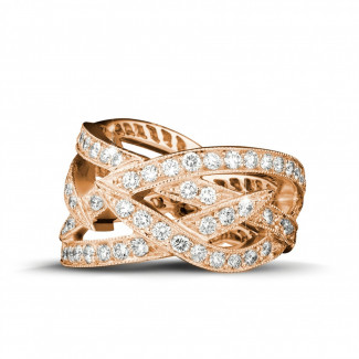 Gold diamond ring - 2.50 carat diamond design ring in red gold