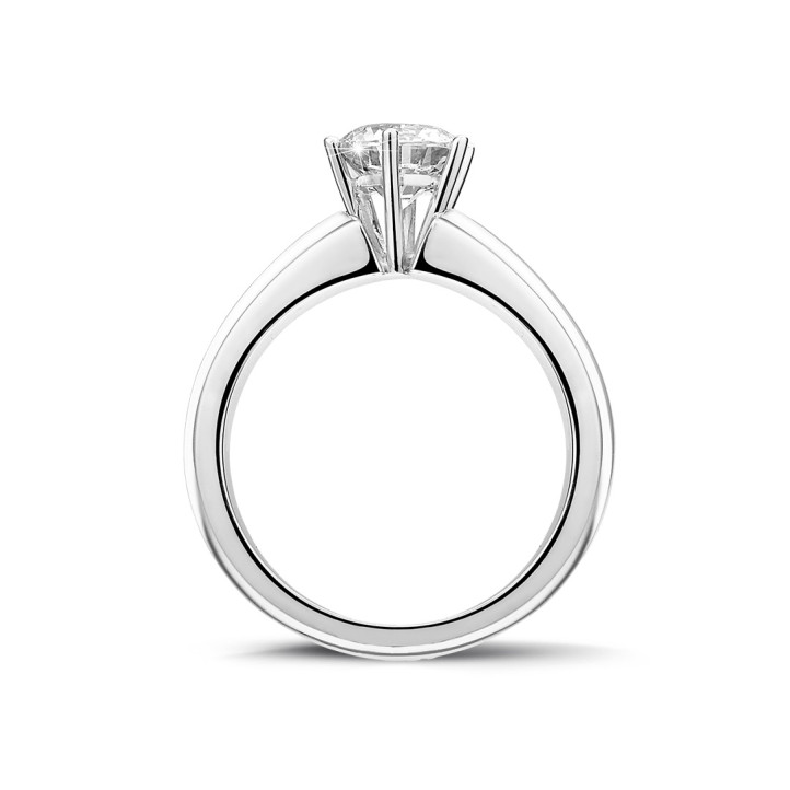 0.90 carat solitaire diamond ring in white gold with six prongs