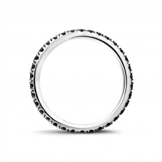 Wedding - 0.55 carat eternity ring (full set) in white gold with black diamonds