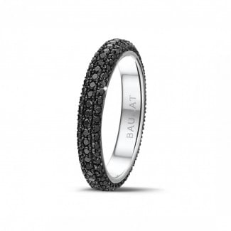 Men's engagement rings - 0.85 carat eternity ring (full set) in white gold with black diamonds