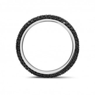 Wedding - 0.85 carat eternity ring (full set) in white gold with black diamonds