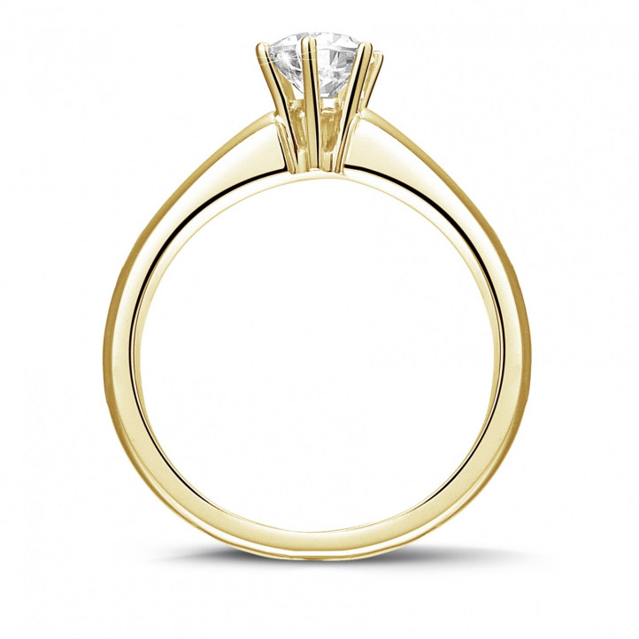 0.50 carat solitaire diamond ring in yellow gold with six prongs