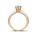 0.70 carat solitaire diamond ring in red gold with six prongs
