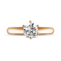 0.70 carat solitaire diamond ring in red gold with six prongs