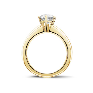 Rings - 1.00 carat solitaire diamond ring in yellow gold with six prongs
