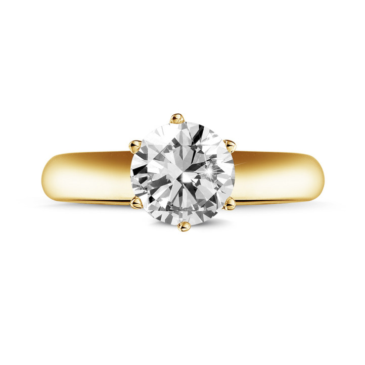 1.25 carat solitaire diamond ring in yellow gold with six prongs