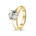 2.00 carat solitaire diamond ring in yellow gold with six prongs