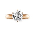 2.50 carat solitaire diamond ring in red gold with six prongs