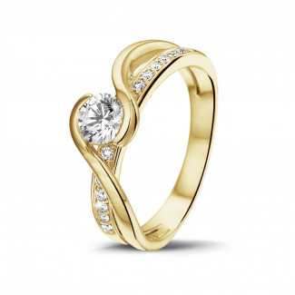 Ring with brilliant - 0.50 carat solitaire diamond ring in yellow gold