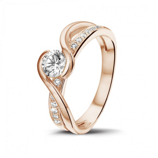Gold diamond ring - 0.50 carat solitaire diamond ring in red gold