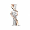 0.50 carat solitaire diamond ring in white and red gold