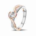 0.50 carat solitaire diamond ring in white and red gold