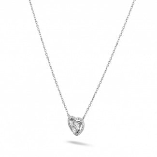 Wedding jewellery - 0.65 carat heart-shaped necklace in white gold with round diamonds