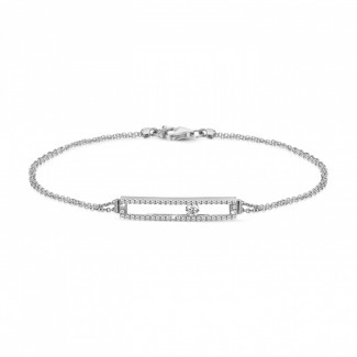 Ladies bracelet - 0.30 carat bracelet in white gold with a floating round diamond