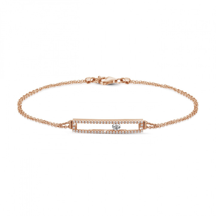 0.30 carat bracelet in red gold with a floating round diamond