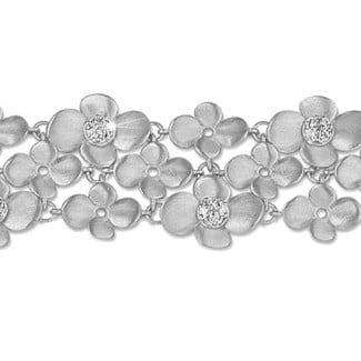Bracelets - 0.75 carat diamond design floral bracelet in white gold