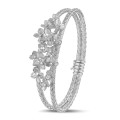 0.55 carat diamond design floral bangle bracelet in white gold