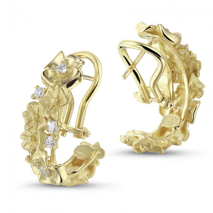 0.50 carat diamond design floral earrings in yellow gold