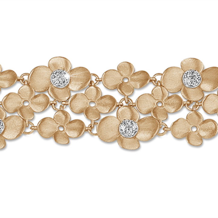 0.75 carat diamond design floral bracelet in red gold