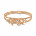 0.55 carat diamond design floral bangle bracelet in red gold