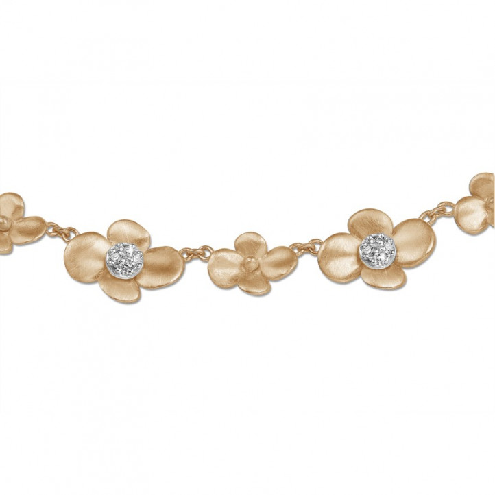 Exclusive BAUNAT stock sale (no 30 day return) - 0.45 carat diamond design floral necklace in red gold