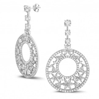 High Jewellery - 11.40 Ct earrings in white gold with round, marquise, pear and heart-shaped diamonds